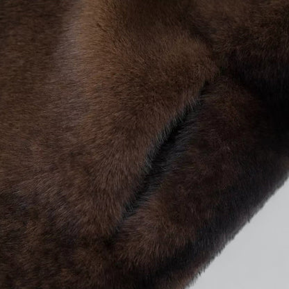 Damen Langer Kunstfell Trenchcoat – Eleganter Wintermantel im klassischen Stil für stilbewusste Frauen