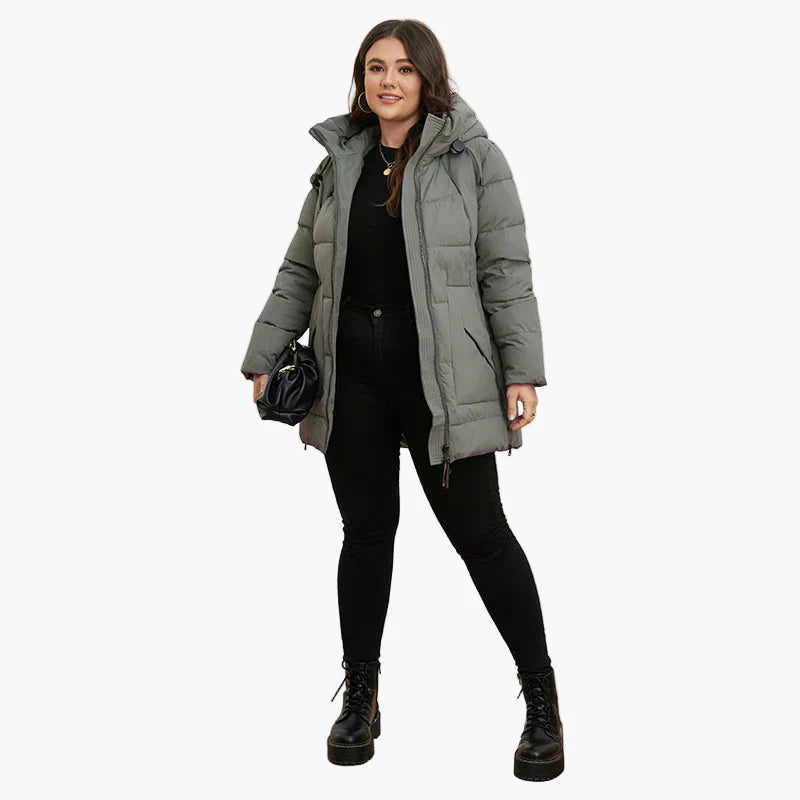 Damen Winter Steppjacke mit Kapuze – Plus-Size, modisch und warm für Alltag und Freizeit