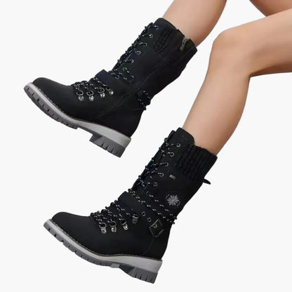 Damen Outdoor-Schnürstiefel Winterstiefel mit Warmfutter und Profilsohle