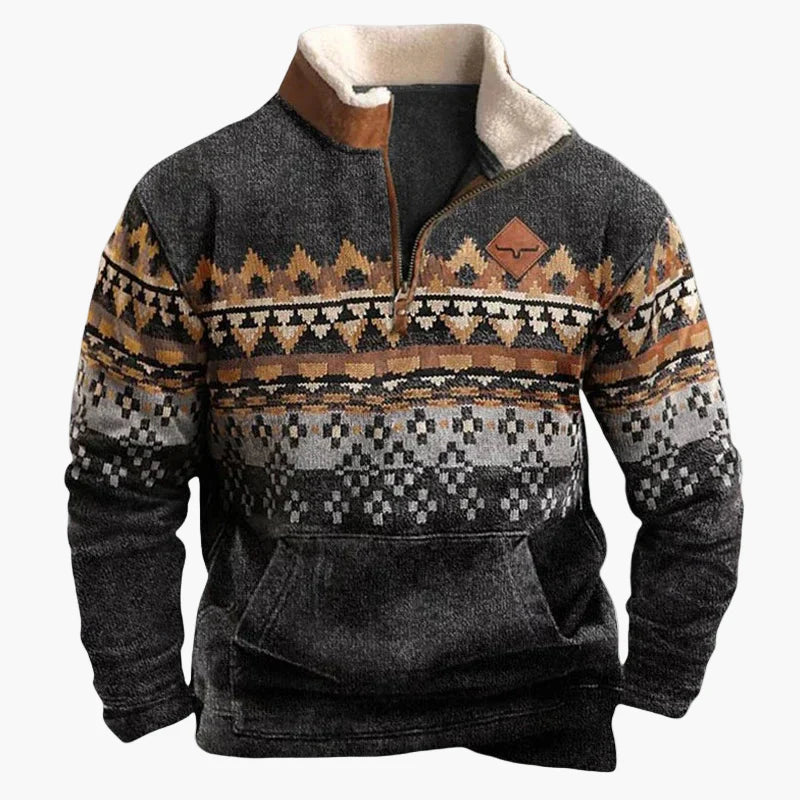 Herren Wild West Vintage Fleece Pullover – Lässiger Western-Stil für Outdoor & Alltag