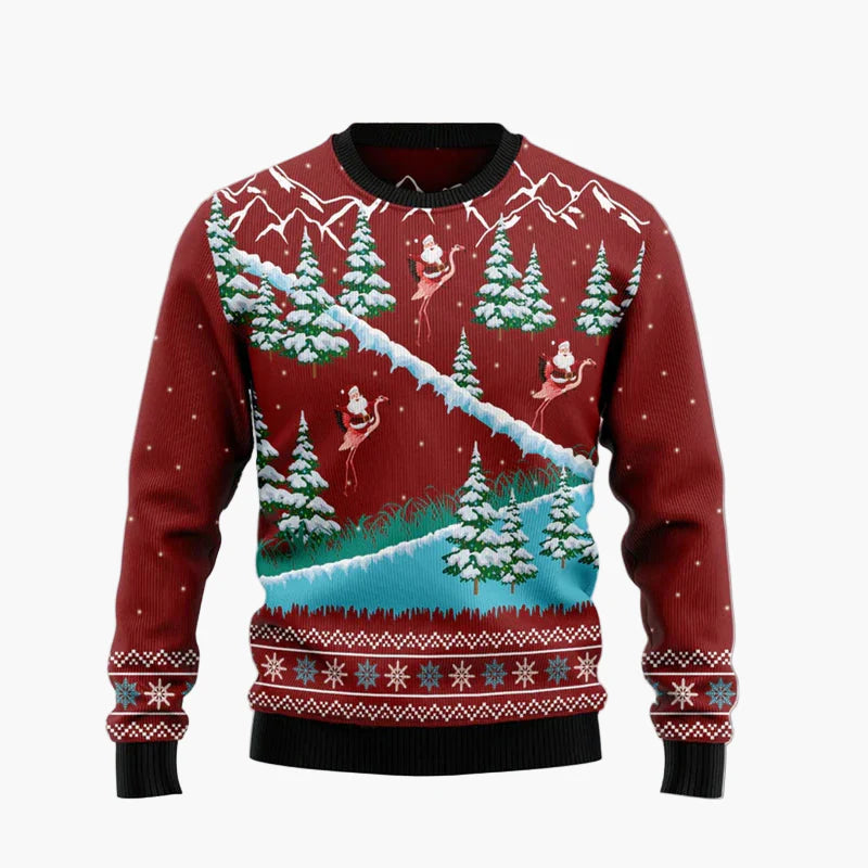 Unisex Lustiger Weihnachts-Pullover Flamingo Ugly Christmas Sweater – Perfekt für Gruppen und Partys