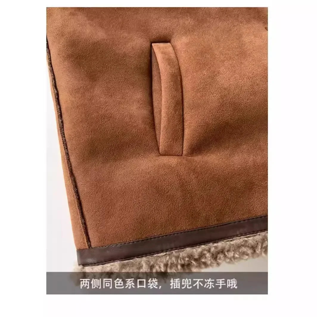 Damen Shearling-Jacke im Vintage-Stil für Herbst und Winter – Modische Kuscheljacke für Alltag und Freizeit