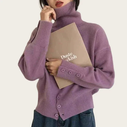Damen Strickpullover mit Knopfleiste – Modischer Oversize Stil, ideal für Freizeit und Büro