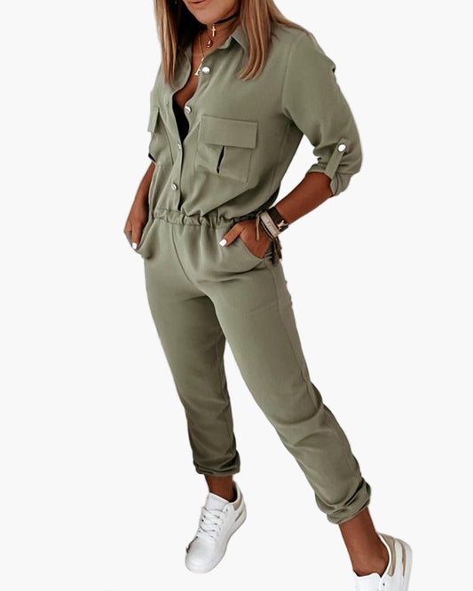 Damen Jumpsuit mit Taschen – Modischer Einteiler für Alltag und Freizeit