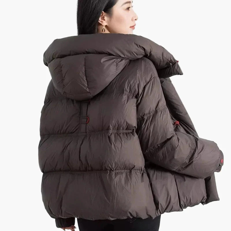 Damen Oversize Daunenjacke Winter Warm Pufferjacke mit Kapuze – Modisch & Bequem