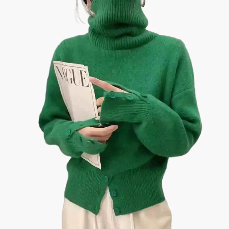 Damen Strickpullover mit Knopfleiste – Modischer Oversize Stil, ideal für Freizeit und Büro