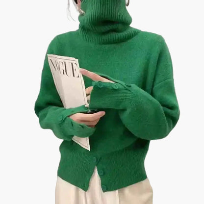 Damen Strickpullover mit Knopfleiste – Modischer Oversize Stil, ideal für Freizeit und Büro