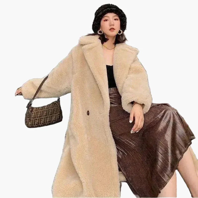 Damen Langer Plüsch Kunstfell Mantel – Modischer Wintermantel für stilvolle Outfits