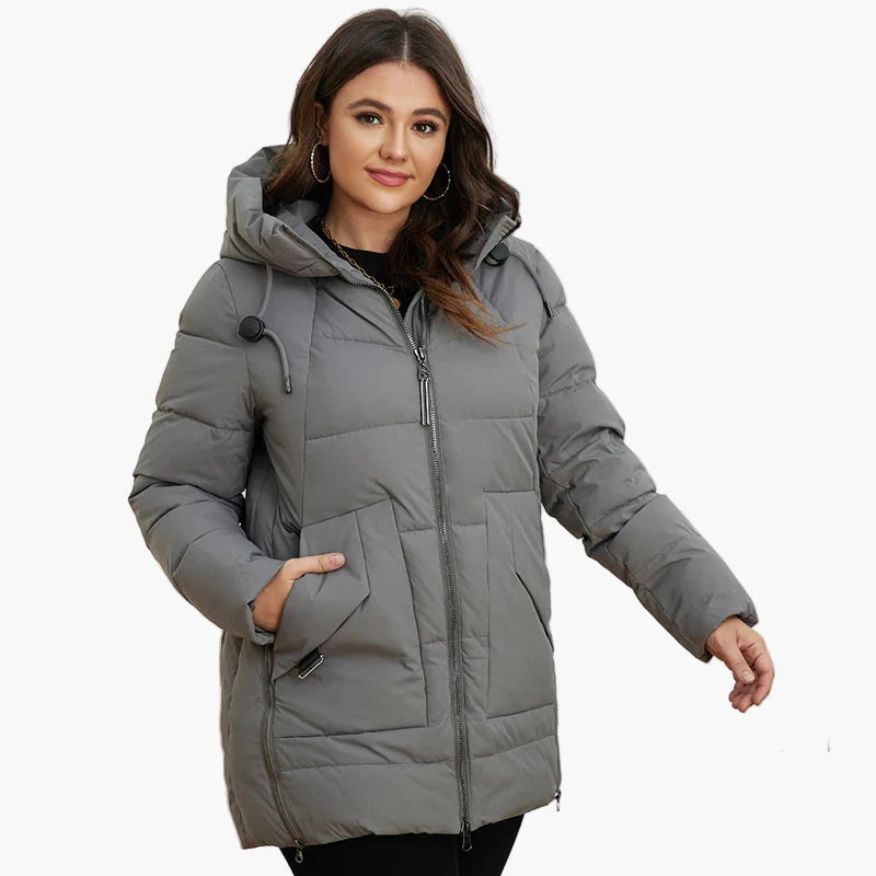 Damen Winter Steppjacke mit Kapuze – Plus-Size, modisch und warm für Alltag und Freizeit