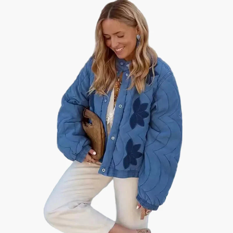 Damen Freizeit Steppjacke mit Blumenmuster – Modische Übergangsjacke für Alltag und Reisen