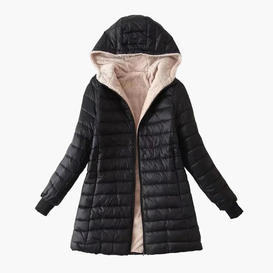 Damen Steppmantel mit Kapuze – Winterjacke mit Fleece-Innenfutter für Alltag & Outdoor