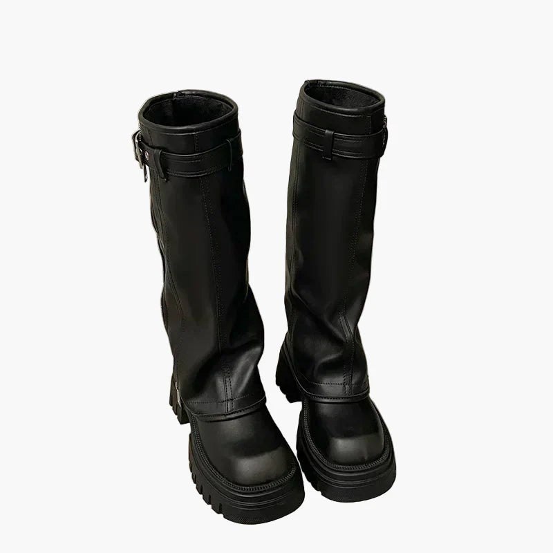 Damen Plateau Stiefel mit Reißverschluss – Trendige Chunky Boots für Herbst und Winter