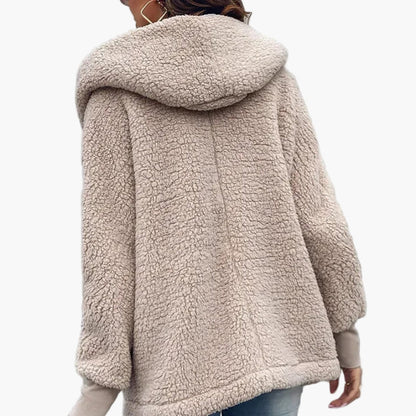 Damen Teddy Mantel mit Kapuze – Kuschelige Oversize Jacke für Herbst und Winter