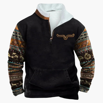 Herren Wild West Vintage Fleece Pullover – Lässiger Western-Stil für Outdoor & Alltag