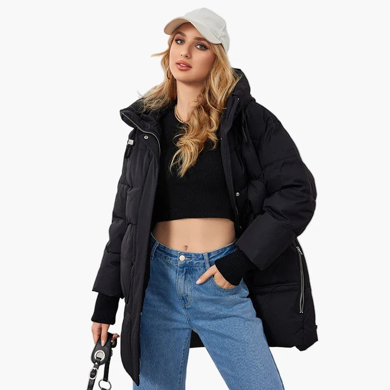 Damen Winter Steppjacke mit Kapuze – Modische warme Outdoorjacke für kalte Tage