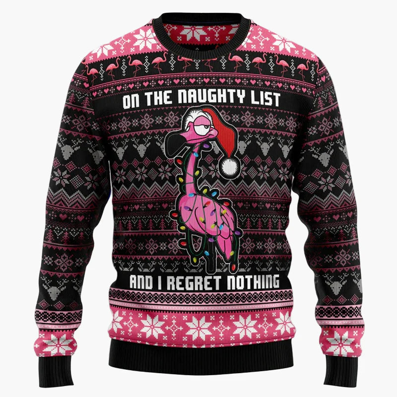 Unisex Lustiger Weihnachts-Pullover Flamingo Ugly Christmas Sweater – Perfekt für Gruppen und Partys