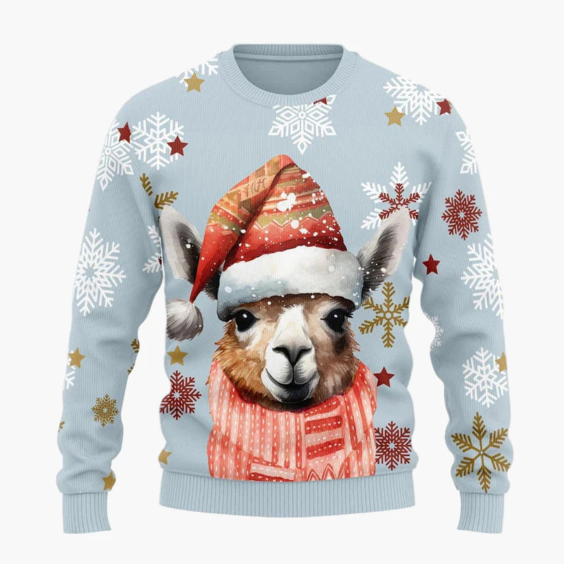 Unisex Weihnachts-Pullover "Cooles Lama" – Festlicher Strickpulli für Damen & Herren