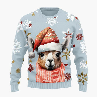 Unisex Weihnachts-Pullover "Cooles Lama" – Festlicher Strickpulli für Damen & Herren