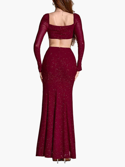 Damen Abendkleid mit Schlitz, Eleganter Maxikleid Stil für festliche Anlässe und Partys