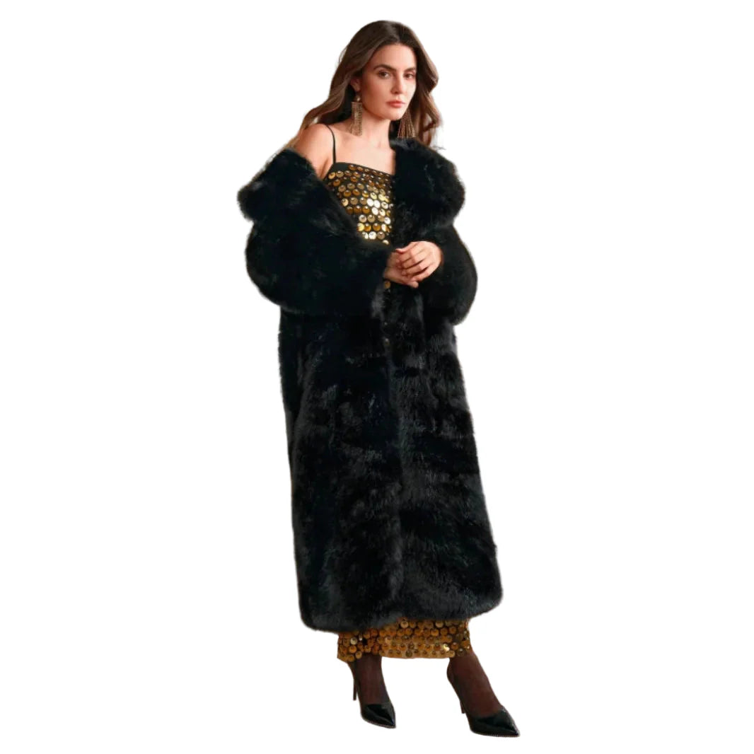 Damen Luxus Oversize Kunstpelzmantel – Eleganter Wintermantel im Vintage-Stil für stilbewusste Frauen