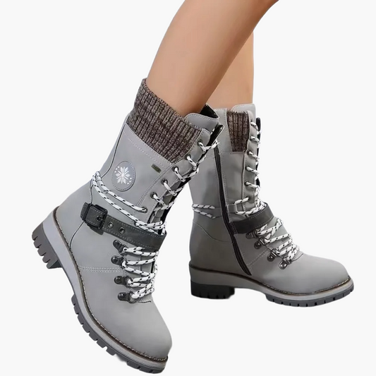 Damen Outdoor-Schnürstiefel Winterstiefel mit Warmfutter und Profilsohle