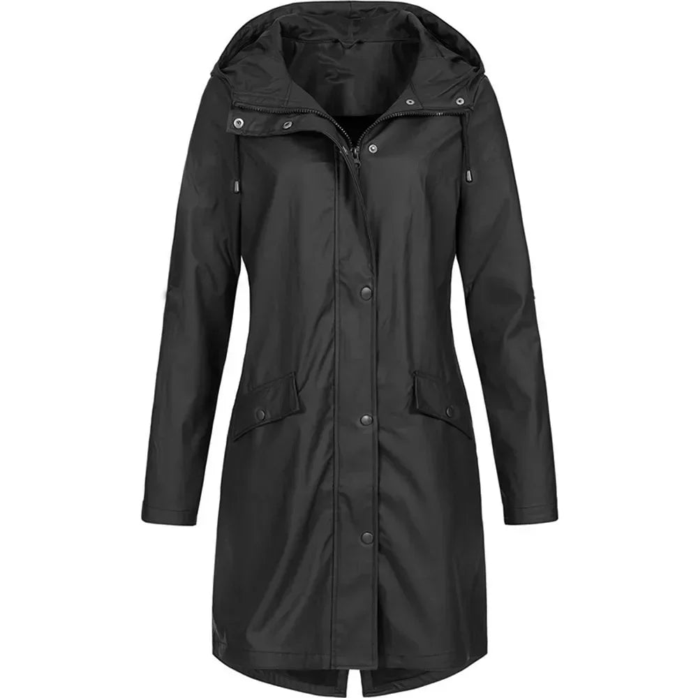 Damen Regenmantel mit Kapuze – Wasserdichte Outdoorjacke für Alltag und Freizeit