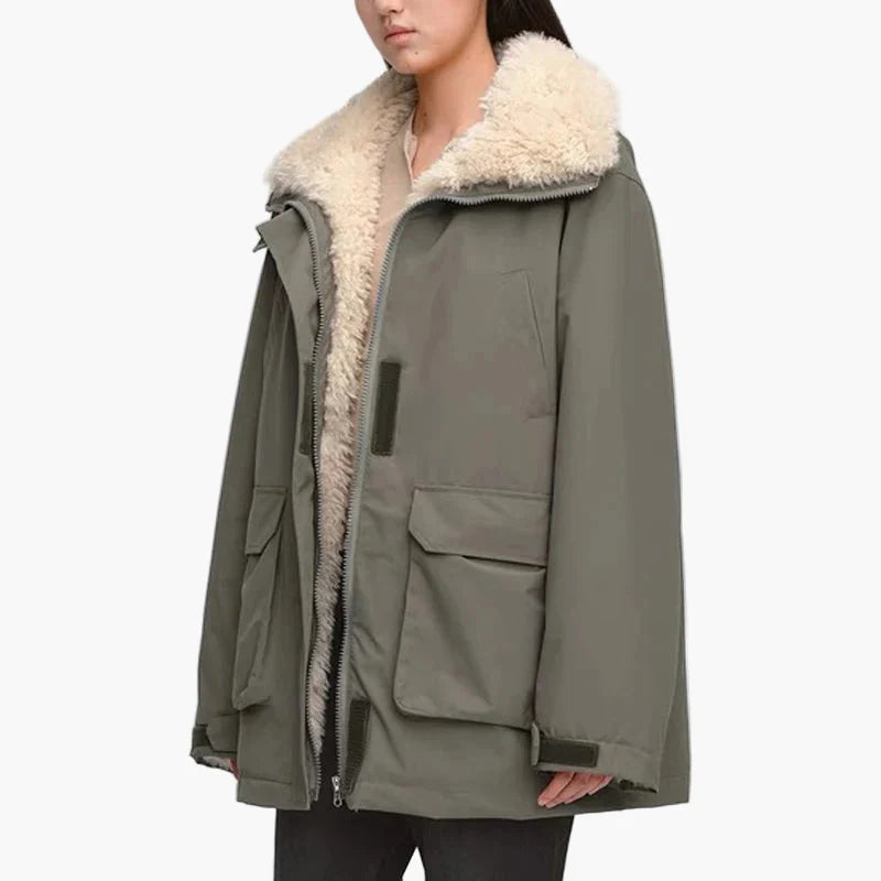 Damen Winterparka mit Teddykragen – Stilvolle Outdoorjacke für kalte Tage