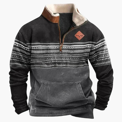 Herren Wild West Vintage Fleece Pullover – Lässiger Western-Stil für Outdoor & Alltag