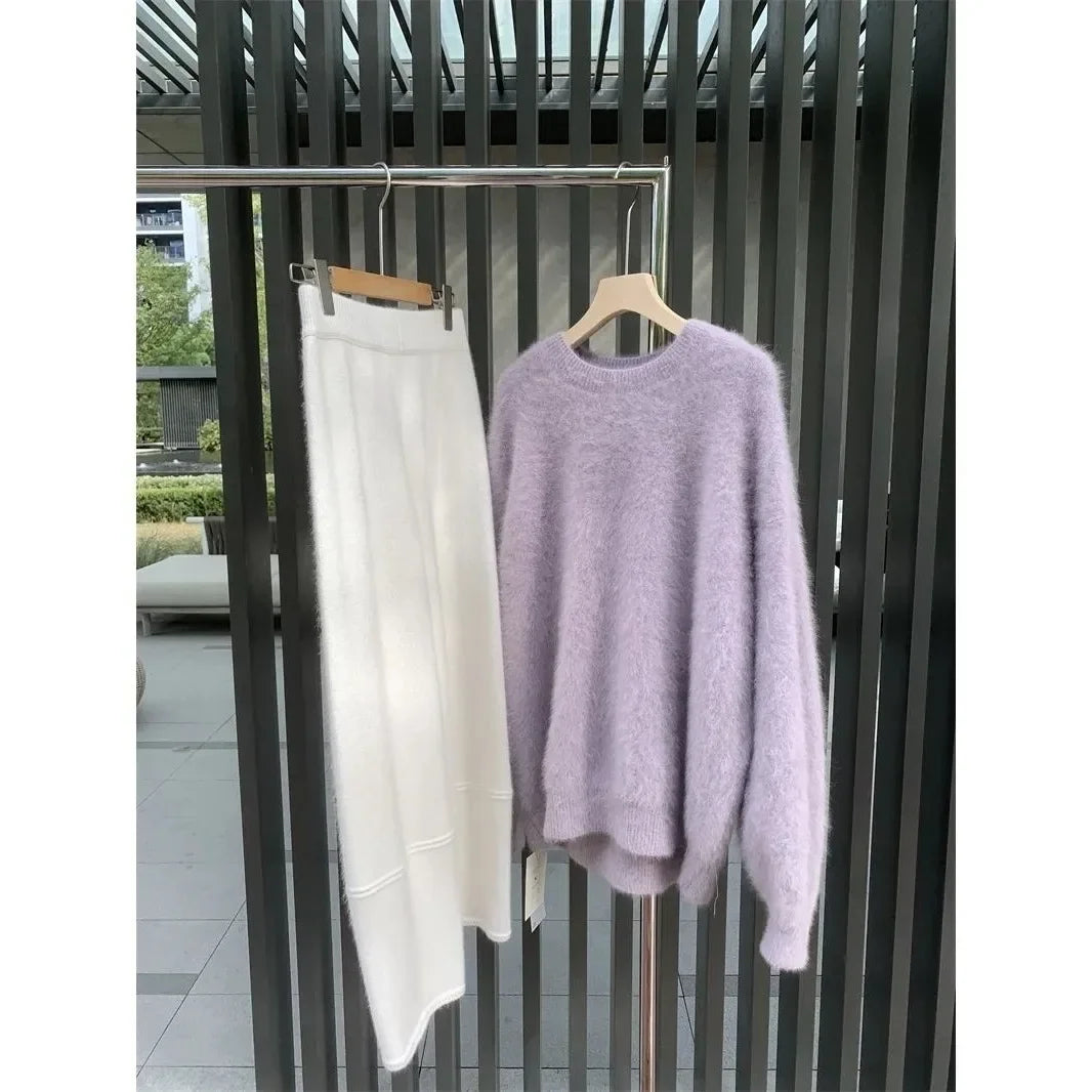 Damen Flauschiger Oversize Pullover – Kuscheliger Strickpullover für Herbst und Winter, Lässiger Stil