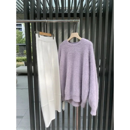 Damen Flauschiger Oversize Pullover – Kuscheliger Strickpullover für Herbst und Winter, Lässiger Stil