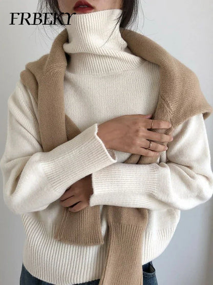 Damen Rollkragenpullover Strickpullover Lässig Herbst Winter Modisch