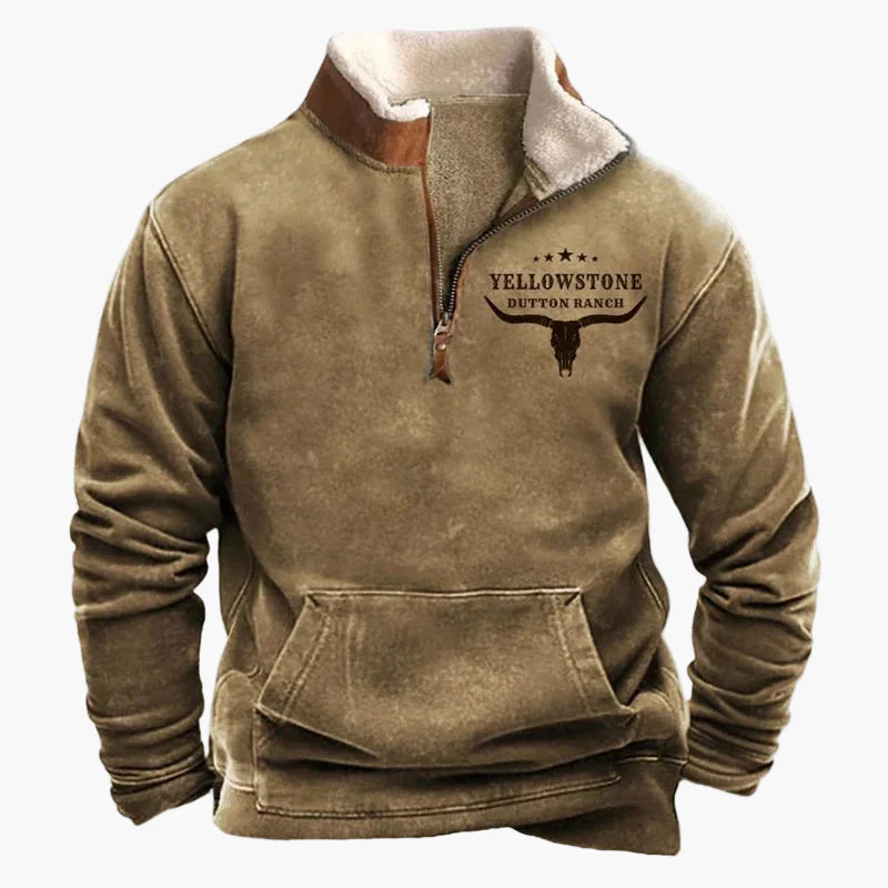 Herren Vintage Western Quarter-Zip Pullover mit Aztekenmuster – Freizeit & Outdoor