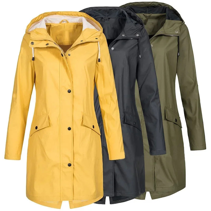 Damen Regenmantel mit Kapuze – Wasserdichte Outdoorjacke für Alltag und Freizeit