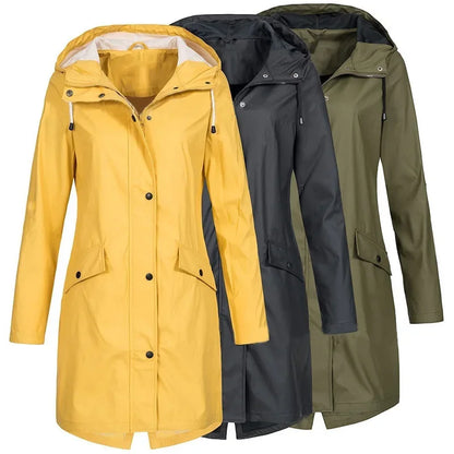 Damen Regenmantel mit Kapuze – Wasserdichte Outdoorjacke für Alltag und Freizeit