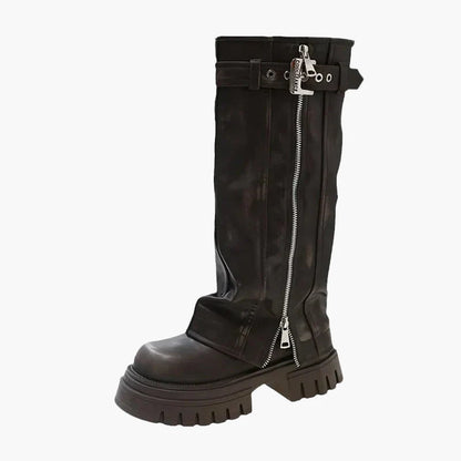 Damen Plateau Stiefel mit Reißverschluss – Trendige Chunky Boots für Herbst und Winter