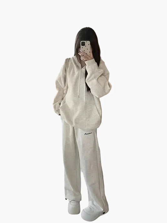 Damen Freizeit Oversize Hoodie Trainingsanzug Set – Komfortabler Streetwear-Look für Alltag und Sport