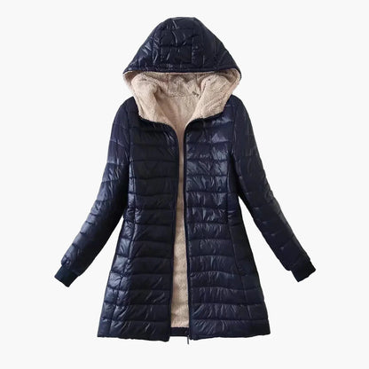 Damen Steppmantel mit Kapuze – Winterjacke mit Fleece-Innenfutter für Alltag & Outdoor