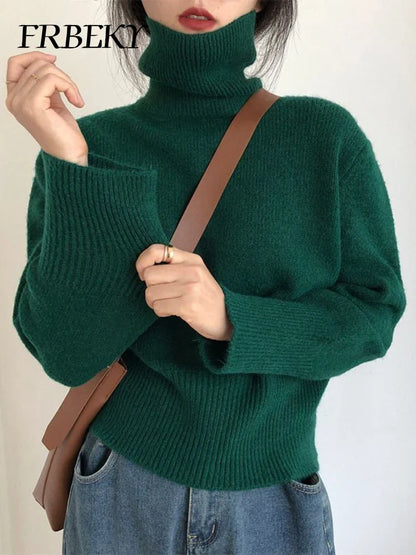 Damen Rollkragenpullover Strickpullover Lässig Herbst Winter Modisch