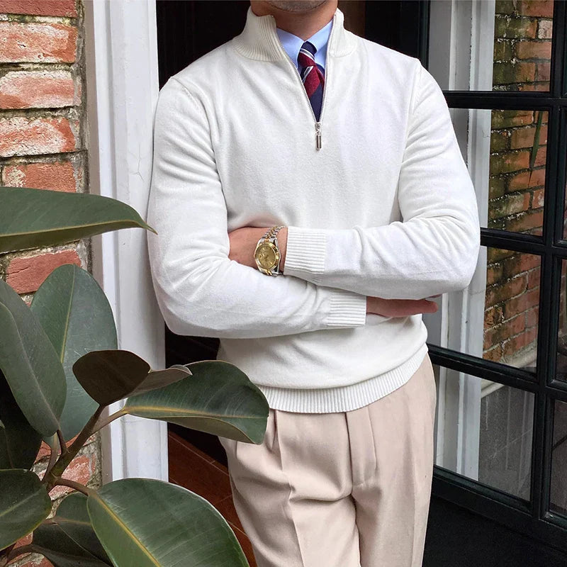 Herren Halb-Zip Pullover – Business & Freizeit, Moderner Stehkragen, Eleganter Style