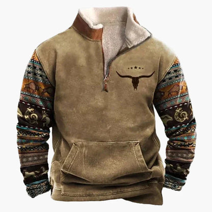 Herren Wild West Vintage Fleece Pullover – Lässiger Western-Stil für Outdoor & Alltag