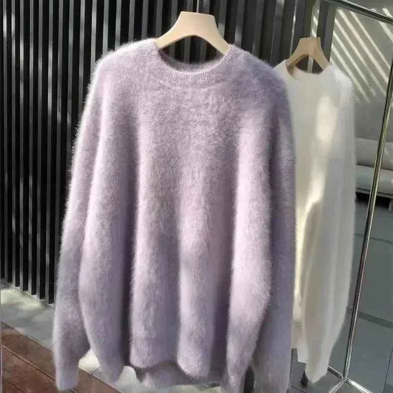 Damen Flauschiger Oversize Pullover – Kuscheliger Strickpullover für Herbst und Winter, Lässiger Stil
