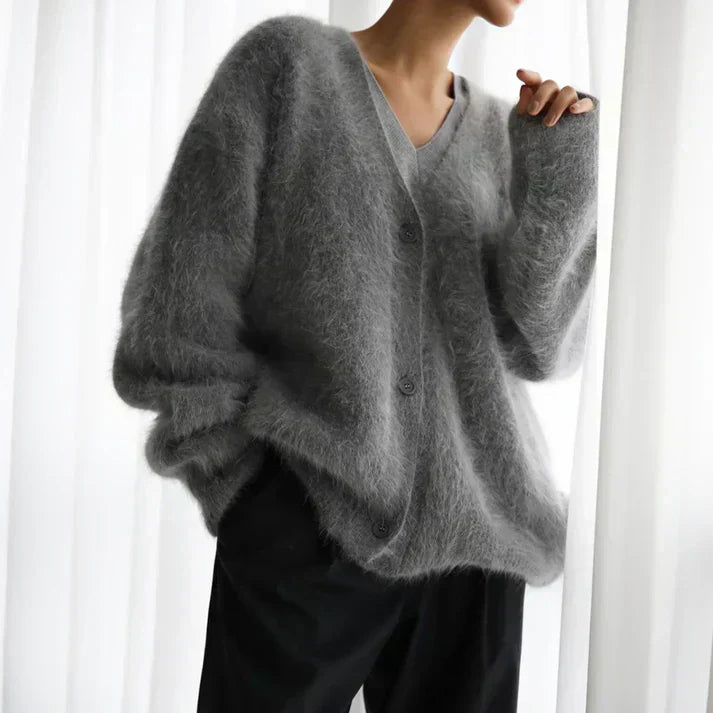 Damen Luxus Strickcardigan – Eleganter, Weicher Oversize Pullover für Alltag und Freizeit