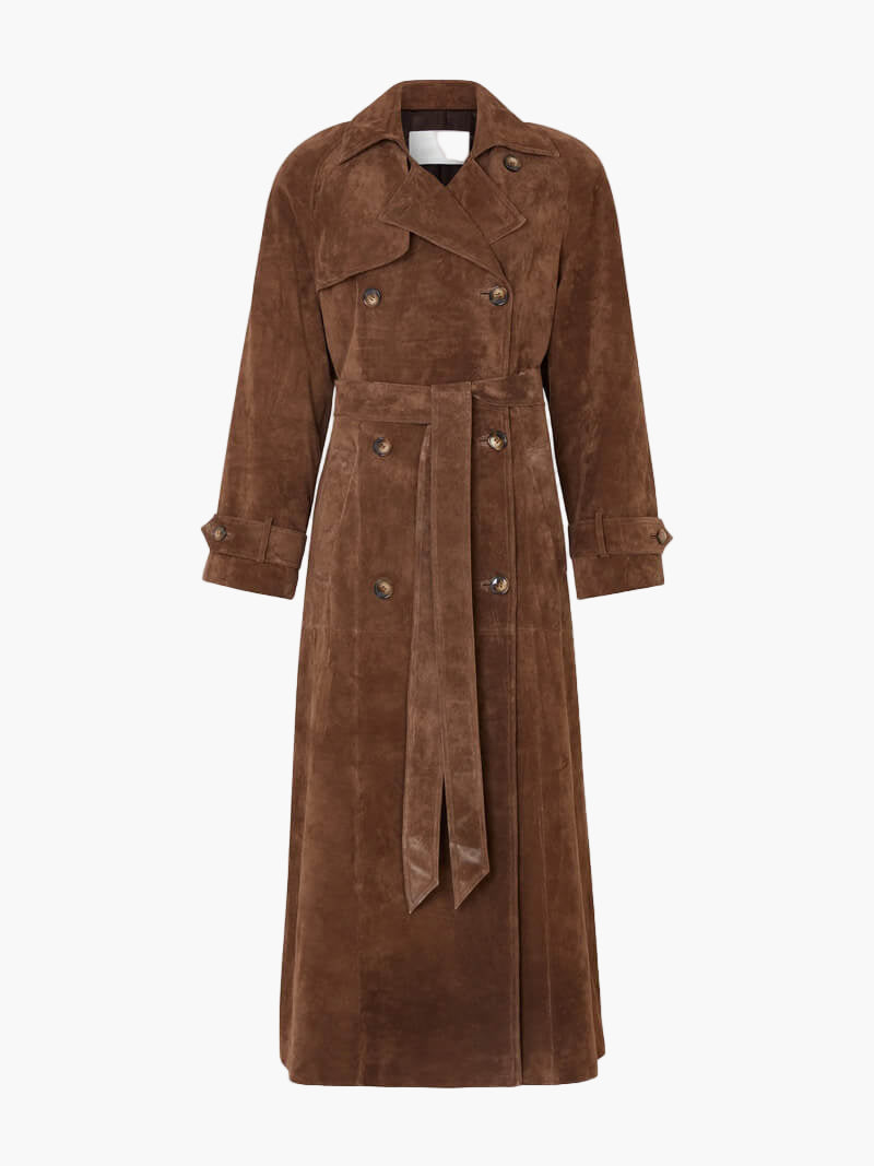 Damen Trenchcoat Lang Eleganter Mantel für Alltag und Business