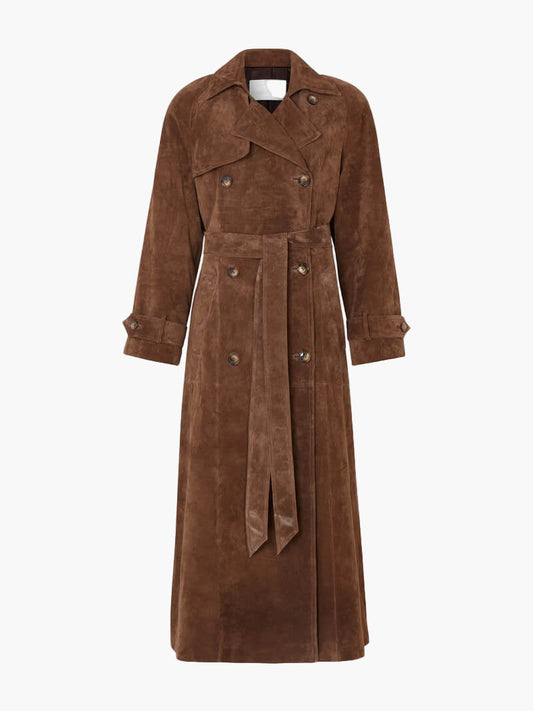 Damen Trenchcoat Lang Eleganter Mantel für Alltag und Business