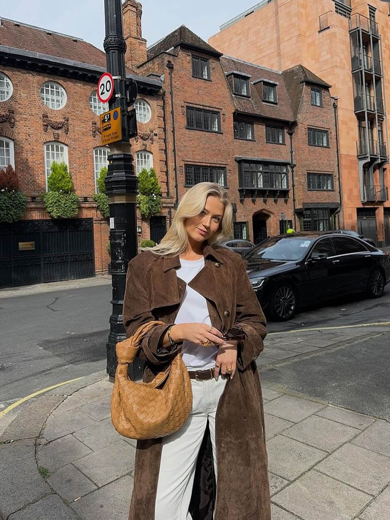 Damen Trenchcoat Lang Eleganter Mantel für Alltag und Business