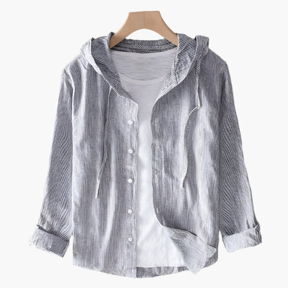 Damen Leinen-Bluse mit Kapuze – Zeitloser Casual Style für Alltag und Urlaub