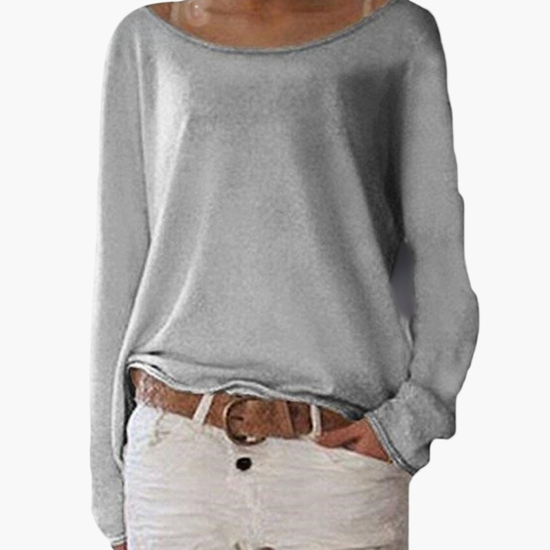 Damen Langarmshirt Locker Freizeit Elegant Off-Shoulder Top für Alltag und Büro