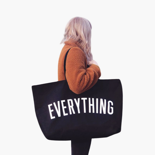 Damen Oversize Shopper Tasche mit Aufschrift EVERYTHING – Trendige Alltagstasche für Freizeit und Reisen
