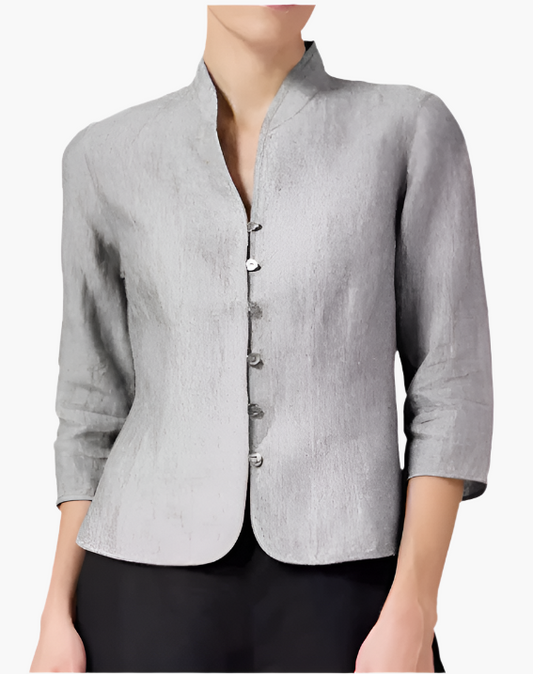 Damen Blazer Stehkragen Elegant Business Freizeitjacke – Zeitloser Style für Büro & Alltag
