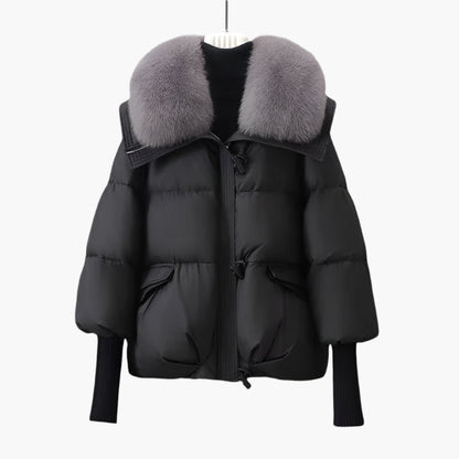 Damen Luxus Daunenjacke mit Fellkragen – Stilvolle Winterjacke für elegante Auftritte